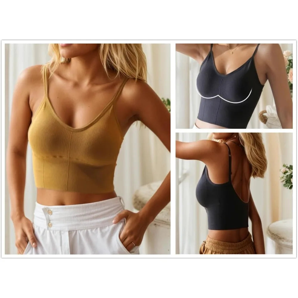 Women Comfort  Bra Seamless Wirefree Padded Bralettes Longline Sports Bras