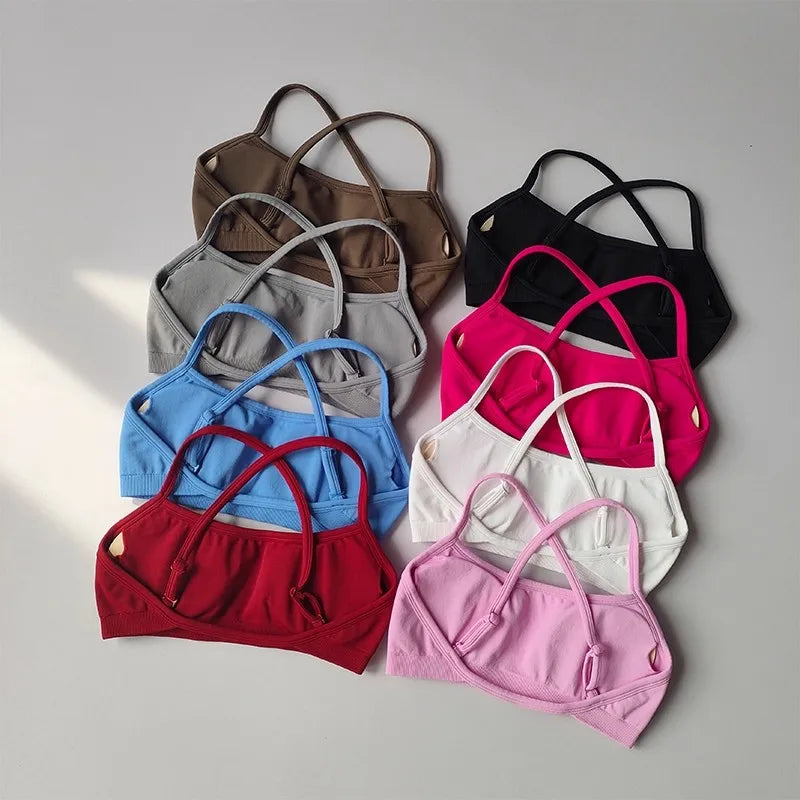 Gathering Shock-proof and Beautiful Back Seamless Sports Bras Gym Women Top Crop Tube Yoga Tops Fitness Scrunch Bum Workout Suit